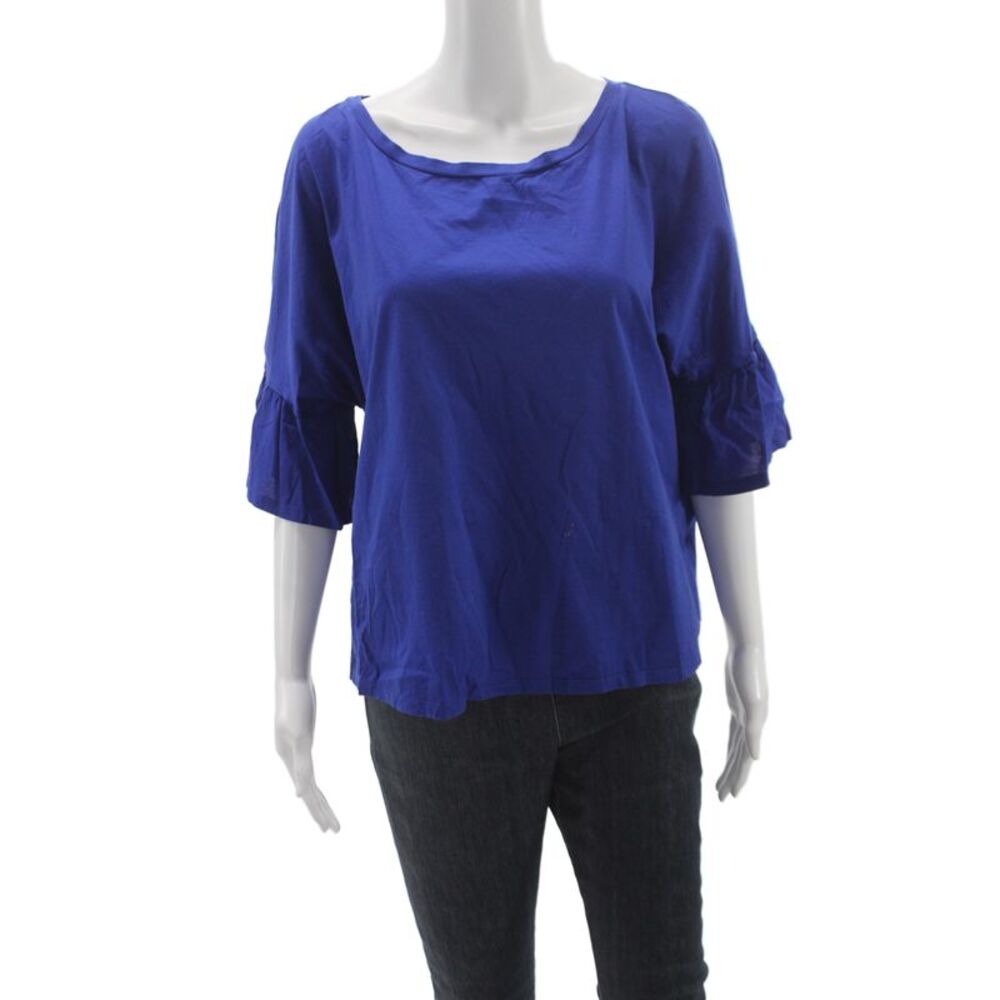 Weekend Max Mara Women Blue Boat Neck Basic Blouse 3/4 Sleeve Spring Size XL